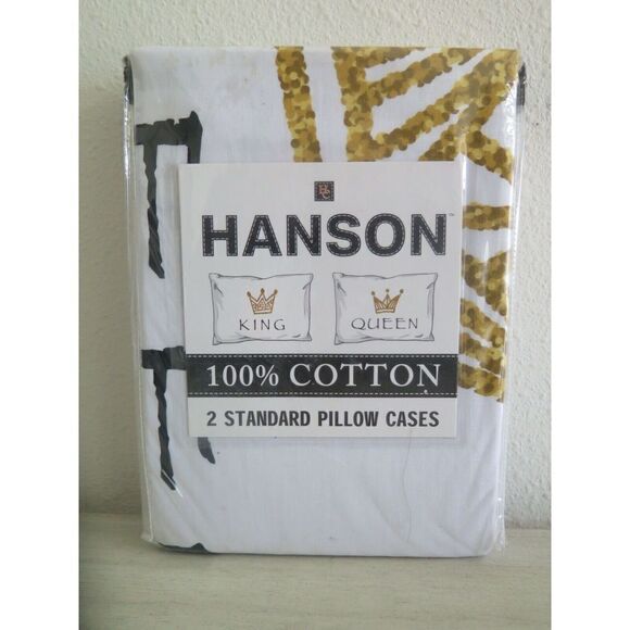 Hanson "King & Queen Crowns", 2 Standard Cotton Pillowcases - Picture 1 of 3